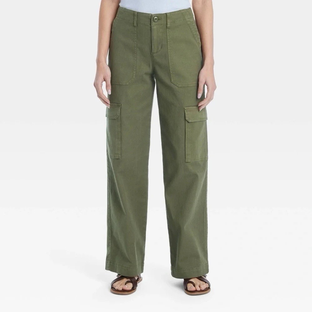 Universal Thread Target Mid Rise Utility Cargo Pants Olive Green Womens 4
